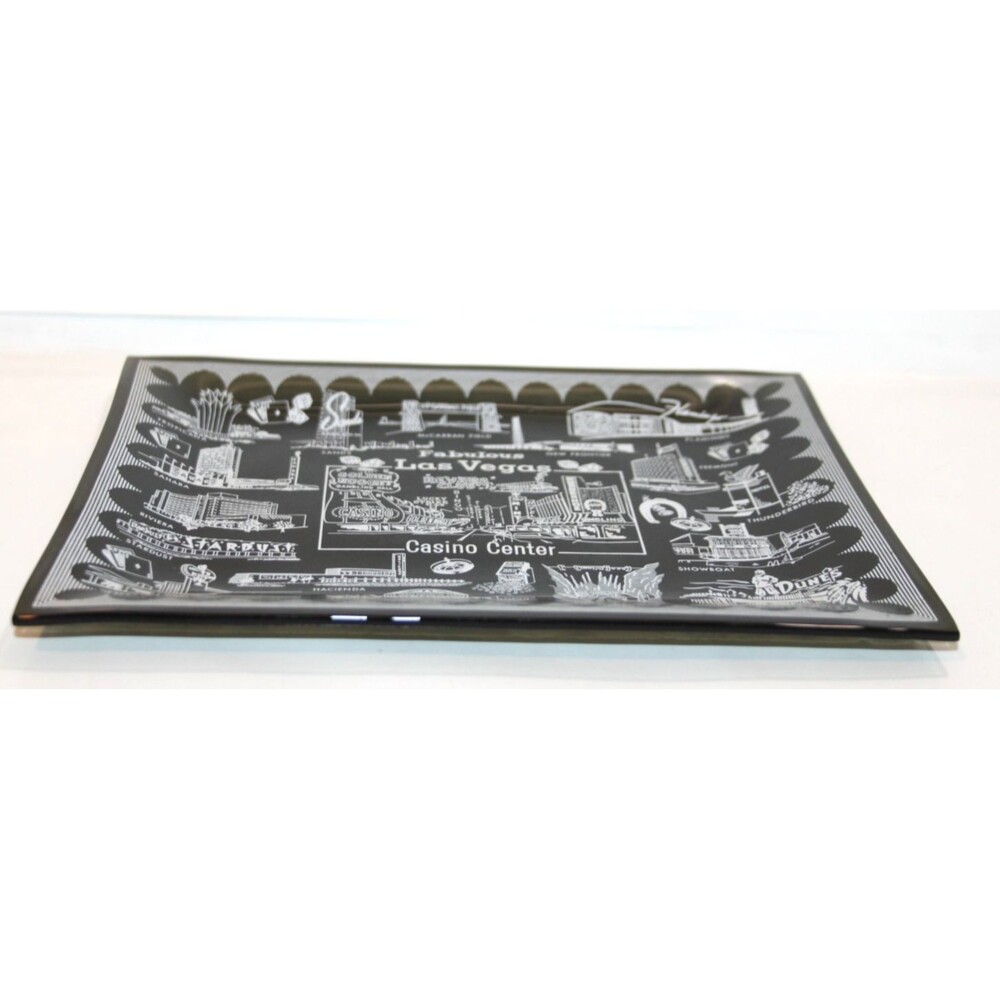 Mid Century Antique Black Fabulous Las Vegas Casino Center Glass Plate Flamingo - Picture 4 of 8